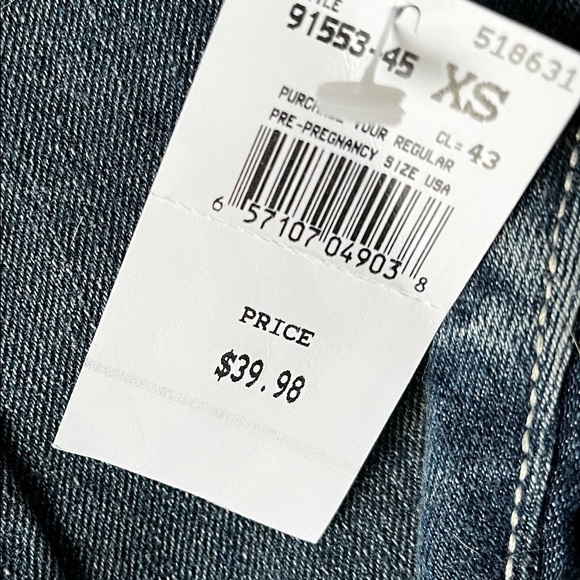 Indigo Blue Embroidered Pocket Bootcut Maternity Jeans NWT size XS - Picture 7 of 7